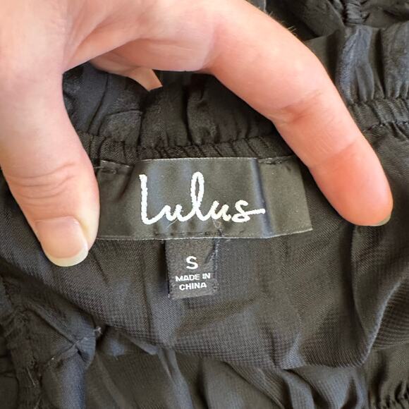 Lulus Black Peplum Cami Top Women’s Small Textured Sheer Stripe Ruffle Hem - Picture 2 of 7